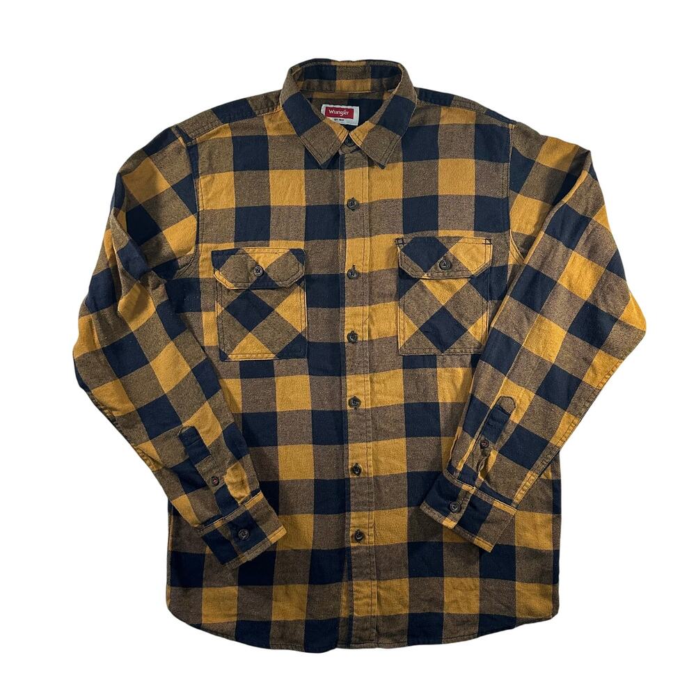 Wrangler Buffalo Checkered Yellow and Black Flannel Size Small
